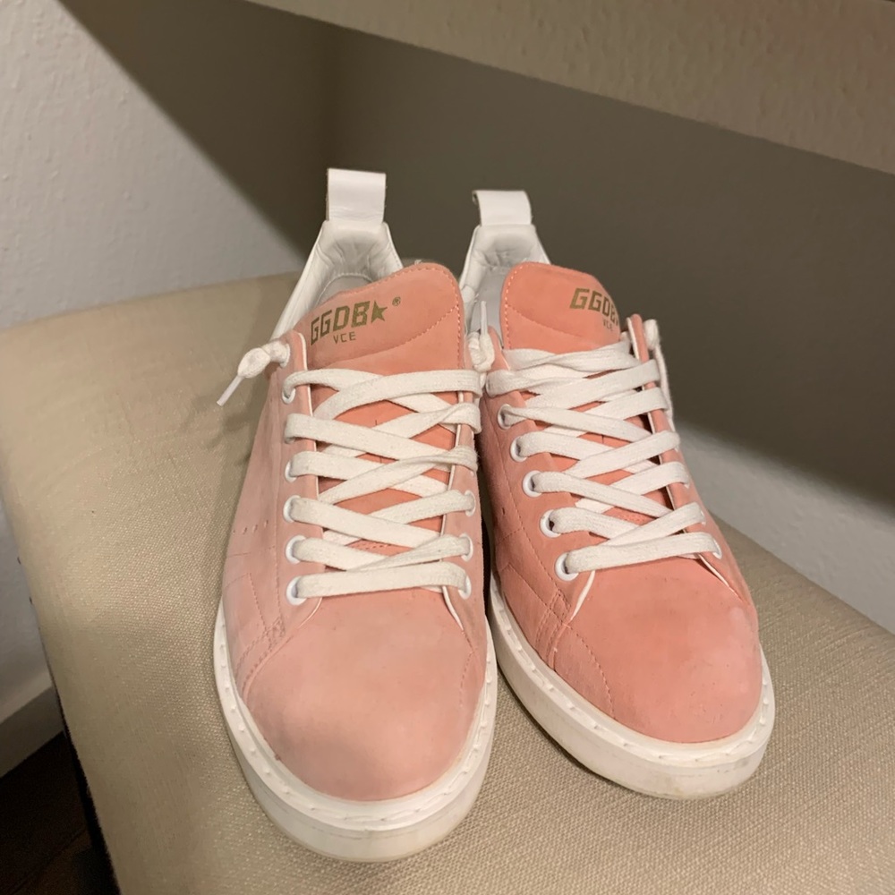 Pink suede golden goose